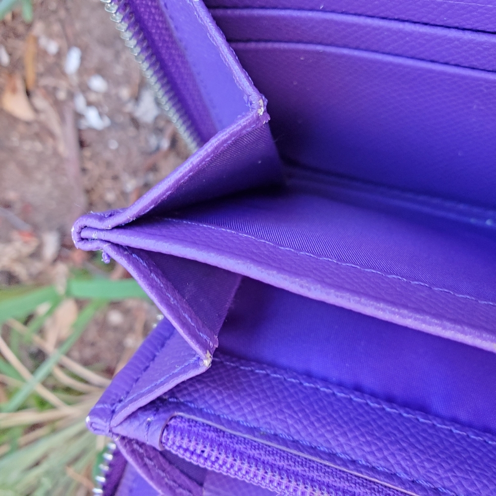 Electric Purple Coach Zip Up Wallet - Picture 5 of 6